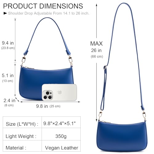 Image of Shoulder Bag for Women Retro Vegan Leather Classic Clutch Tote HandBags Purses with Zipper Closure