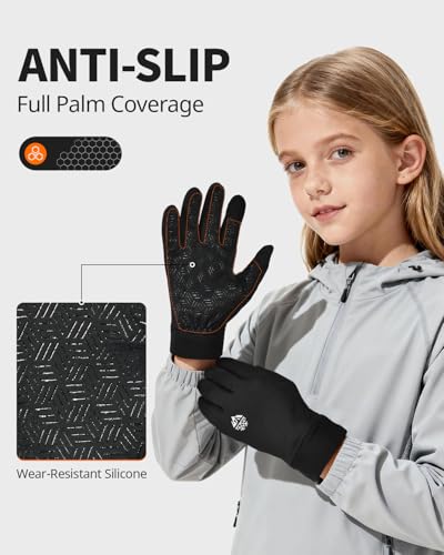 Image of RIGWARL Kids Winter Gloves Boys Girls, Water-Repellent Warm Thermal Youth Gloves, Touchscreen Anti-Slip for Teens 3-15 Years