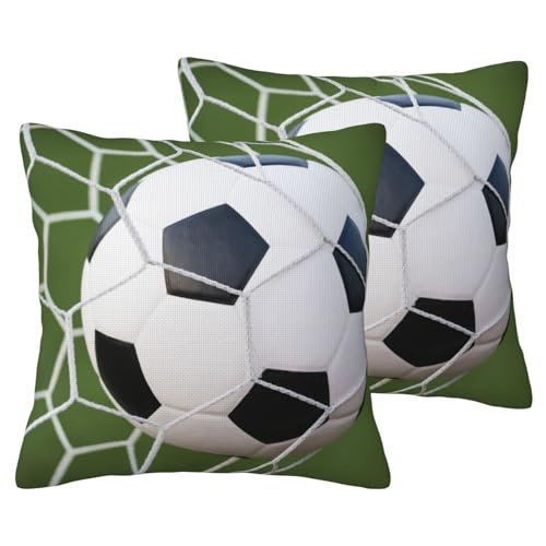 Housse de coussin de football texture lin resistant avec fermeture eclair invisible - 2