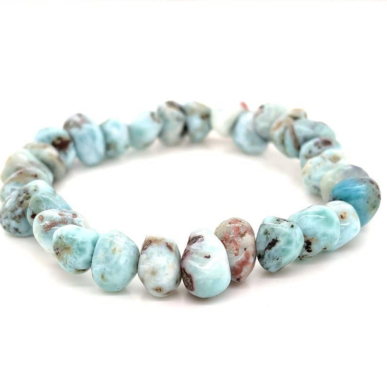 Bracelet larimar homme femme 7-8mm perles naturelles de lithothérapie