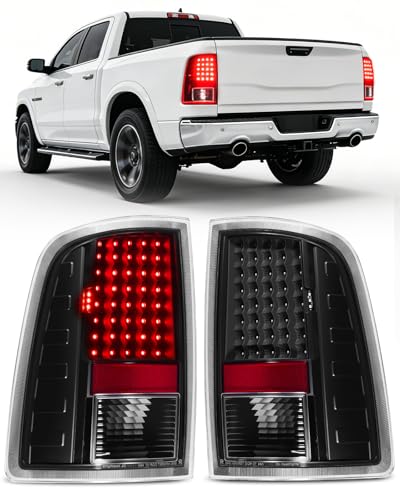 SPBREW LED Tail Lights Assembly for Dodge RAM 1500 2009-2018, Bright Taillights Compatible With 09-18 Ram 1500 2500 3500, LED C-Tube Tail Lights Rear Lamps, IP67 Waterproof, Plug & Play, 1 Pair