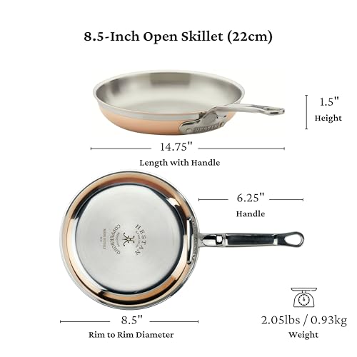 Image of Hestan - CopperBond Collection - 100% Pure Copper Frying Pan, Induction Cooktop Compatible, 8.5-Inch