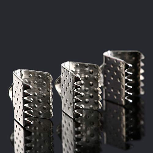 Dophee 100Pcs Ribbon Clamps Crimp Ends With Loop, Beads Clasps Hook Tips Clips Connectors Cord Ends Diy Craft Kit For Jewelry Making Bracelet Closures, Silver, 10Mm #TOP4