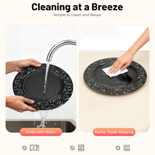 100 Platos de Carga Redondos Reutilizables Negro miniatura 6