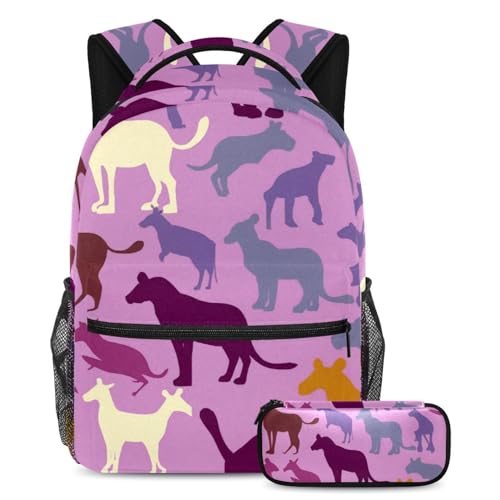 Cartables pour enfants violet motif animal ensemble sac à dos et trousse