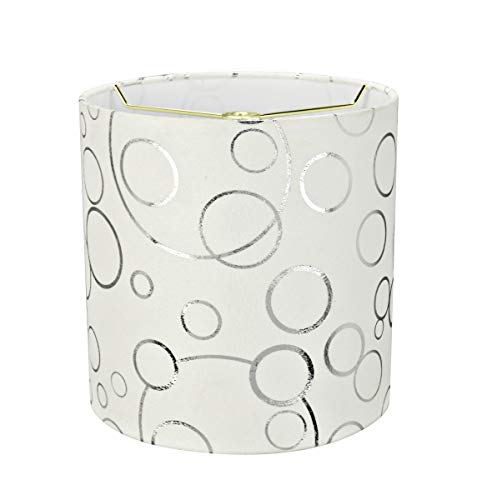Aspen Creative 31234A Transitional Drum (Cylinder) Shaped Spider Construction Lamp Shade in White with Silver Circle Pattern, 8" Wide (8" x 8" x 8") by Aspen Creative - Used condition - US$22.38