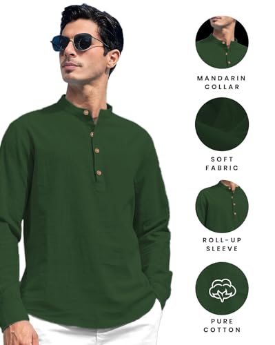 Image of Vida Loca Men Solid Cotton Blend Straight Kurta Shirt