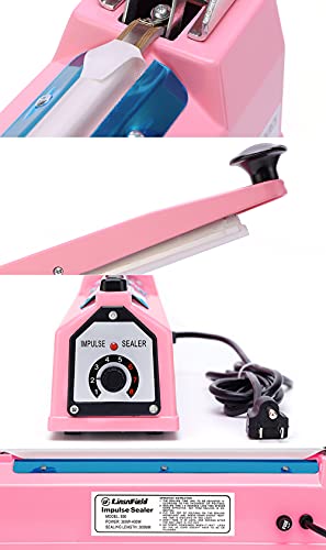 Image of Sealer Pro, Patented 8-inch Impulse Heat Sealer, 2-mm Sealing Width Super Heavy Duty Bag Sealing Machine with Extra 2 Replacements, 1Fuse Included, Pink