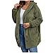 Cardigan for Women Sherpa Fuzzy Fleece Warm Hooded Open Front Long Hoodie Jacket Lightweight Casual Winter Jackets (Army Green,Large)
