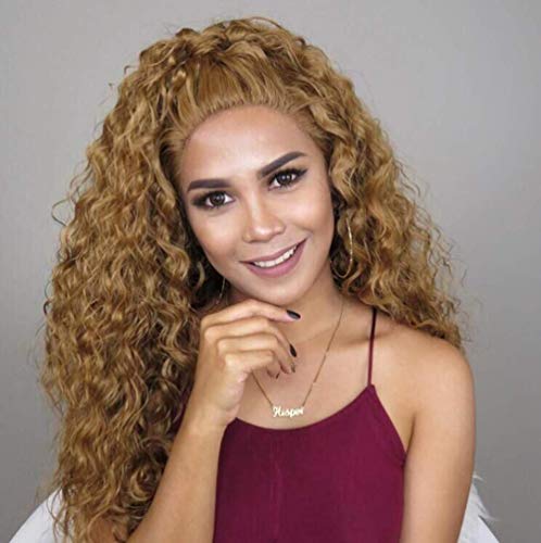 Eversilky Long Water Wave Curly Honey Blonde Heat Safe Fiber Hair Lace Front Wig Glueless Wig For Fashion Women