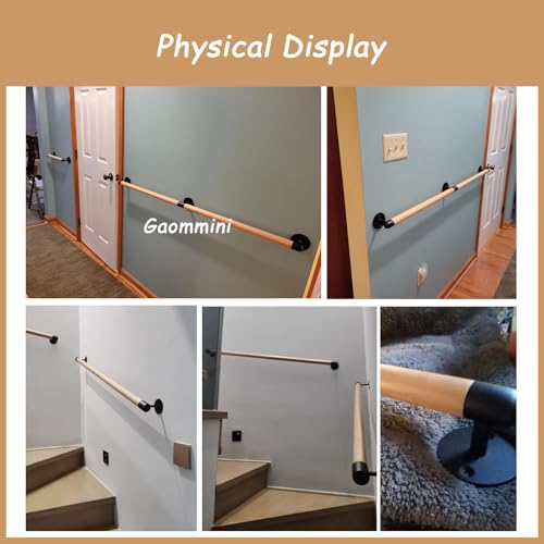Main courante murale d'escalier bois rampe de protection durable noire - 8
