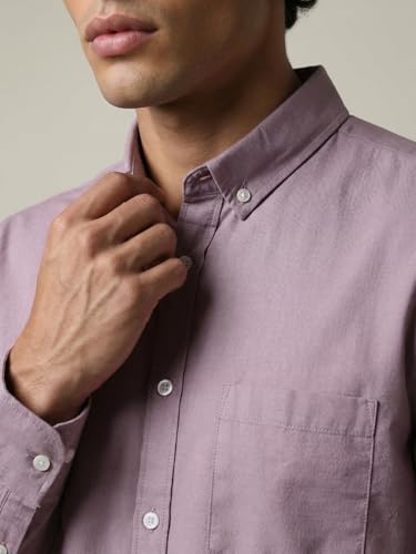 Image of Urbano Fashion Men's Cotton Full Sleeve Regular Fit Solid Oxford Shirt with Button-Down Collar