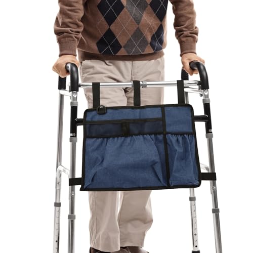 Walker Basket with Cup Holder, Detachable Baskets for Walkers, Folding Walker Basket Bag, Storage Bags to Carry Things, Drive Walkers Accessories, for Seniors, Adult, Handicap