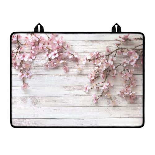 Image of Stove Top Cover Protector for Glass Ceramic Stoves Universal Induction Cooktop Mat Machine Washable Multipurpose kitchen Decor Mat, 29 x 21 Inch, Peach Blossom White Wood Grain