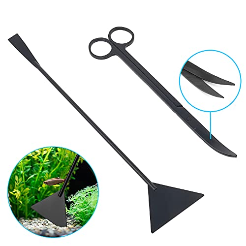 Trabulate Zhuohua Aquarium Aquascape Plant Tools Kits,Including Stainless Steel Black Aquarium Scissor Tweezers Spatula Tool And Flexible Pipe Cleaner With Stainless Steel Long Tube Cleaning Brush #TOP3