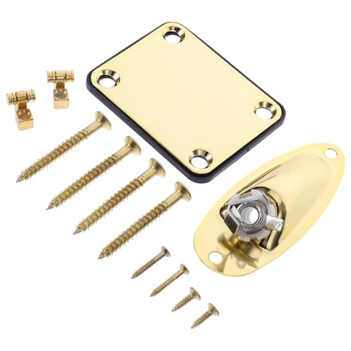 CHICAMPERA エレキギター用耐久性入力ジャックプレート 点 ネジ付き ベースギター交換パーツ 初心者向けシンプルデザイン