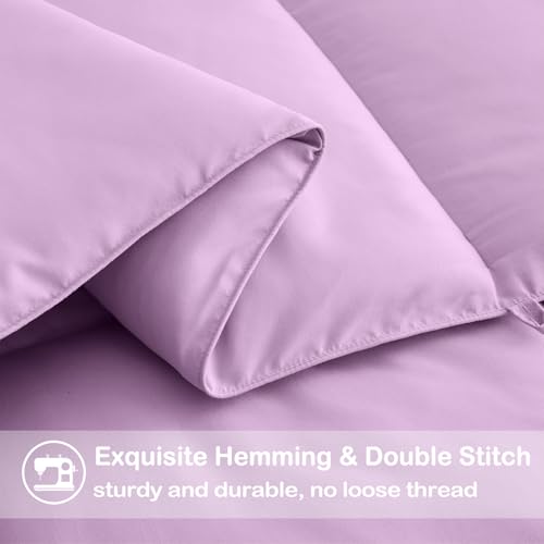 EASELAND Oversized King Down Alternative Comforter - Quilted Duvet Insert for All Seasons, Soft Lightweight with Corner Tabs, Summer Winter Warm Bedding, Lavender 98x116 Inches