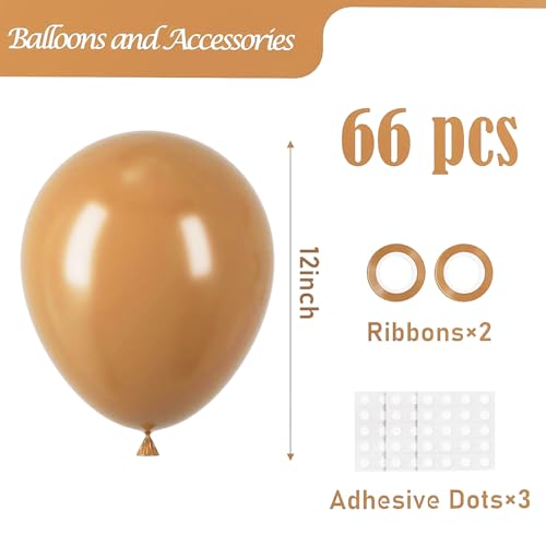 Image of Voircoloria Brown Balloons, 66pack 12inch Brown Latex Party Balloons for Graduation, Teddy Bear Themed Party, Wedding, Birthday, Bridal Shower, Baby Shower, Gender Reveal Party Decorations
