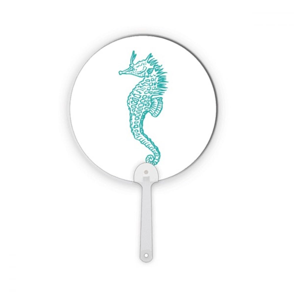 Éventail à main hippocampe bleu, le cadeau artisanal pour amateurs de mer