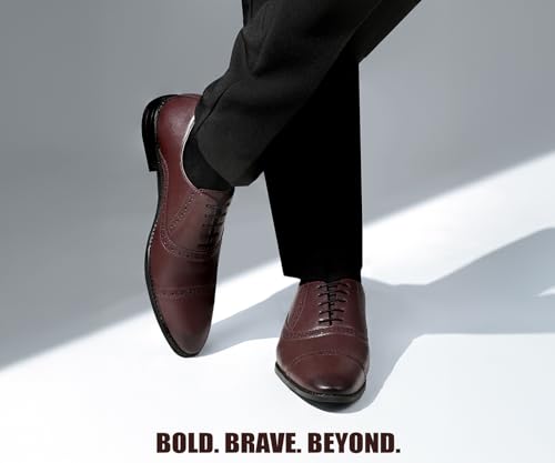 Image of LOUIS STITCH Men's Formal Lace-up Oxford Shoes for Men | Solid Design | Ideal for Formal, Business Casual, and Parties (LSRGOXRW-)