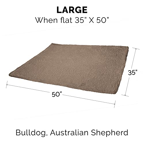 Image of Furhaven Waterproof & Self-Warming Throw Blanket for Dogs & Indoor Cats, Washable & Reflects Body Heat - Soft-Edged Terry & Sherpa Dog Blanket - Espresso, Large