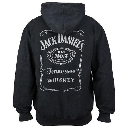 Changes Jack Daniel's Label Mineral Wash Front and Back Print Pull-Over Hoodie3