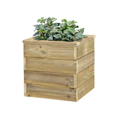 Hortalia Nidum Jardinera de Madera con Sistema de Autorriego Basic – Capacidad 36 L – Interior y Exterior (40x40x40)