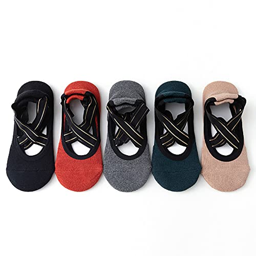 Yoga Socks For Women,Non Slip Socks,Slipper Socks,Dance Socks For Yoga,Pilates,Ballet,Dance,Sport 1 Pair (Red) #TOP3