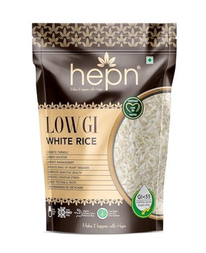 hepn Low GI White Rice (900g) | Sona Masuri Rice |Telengana Sona| Clinically Proven, Scientist Approved RNR 15048 Rice | Diabetic Friendly | Low Sugar | Weight Management | High Protein | Lab Tested | GMO Free