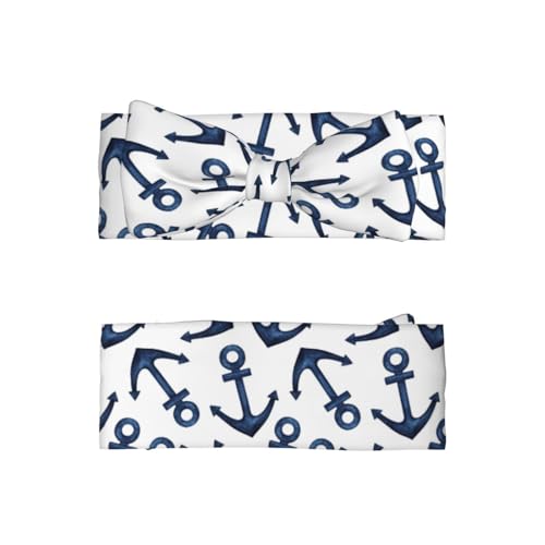 Navy Blue Anchor Baby Girl Bows Headbands Baby Girls Newborn Headbands Infant Toddlers 0-6 Months2
