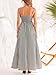 CUPSHE Womens Summer Maxi Dress Casual Sleeveless Square Neck Striped Beach Long Dress Black L