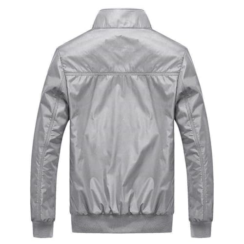 XINGJIAARTS Mens Lightweight Jackets Windbreaker Sports Plaid Print Stand Collar Zipper Jacket Fall Outdoor Coat with Pockets Grey 4X-Large - image 2