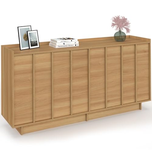 IDMarket Rosie - Aparador (160 cm, 4 puertas, forma de haya, diseño minimalista