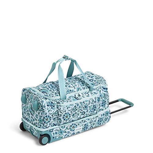 Vera Bradley Women's Recycled Lighten Up ReActive Foldable Duffel Rolling Suitcase, Cloud Floral, One Size