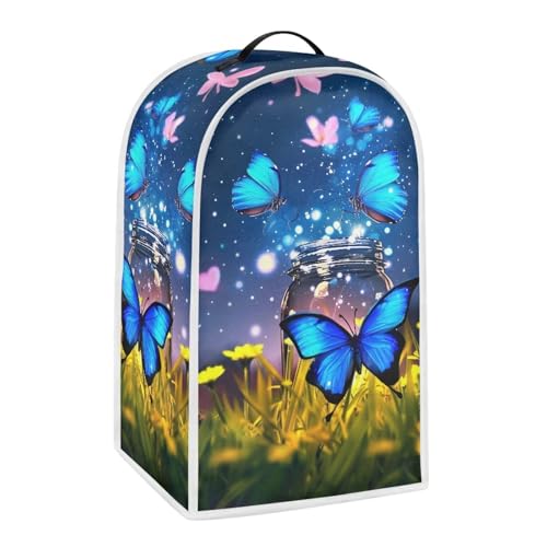 Image of Talayituse Butterfly Flower Print Blender Dust Cover, Fingerprint Protection Cover for Stand Mixer or Coffee Machine, Home Kitchen Appliance Covers for Stain Dust Resistant Supplies