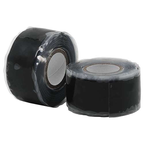 QILIMA Selbstverschweißendes Silikonband Wasserdicht Silikon Tape Reparaturband Ideal für Schlauchreparatur, Kabelreparatur, Rohrreparatur 2 Rollen 3 Meter/Rollen (Schwarz)