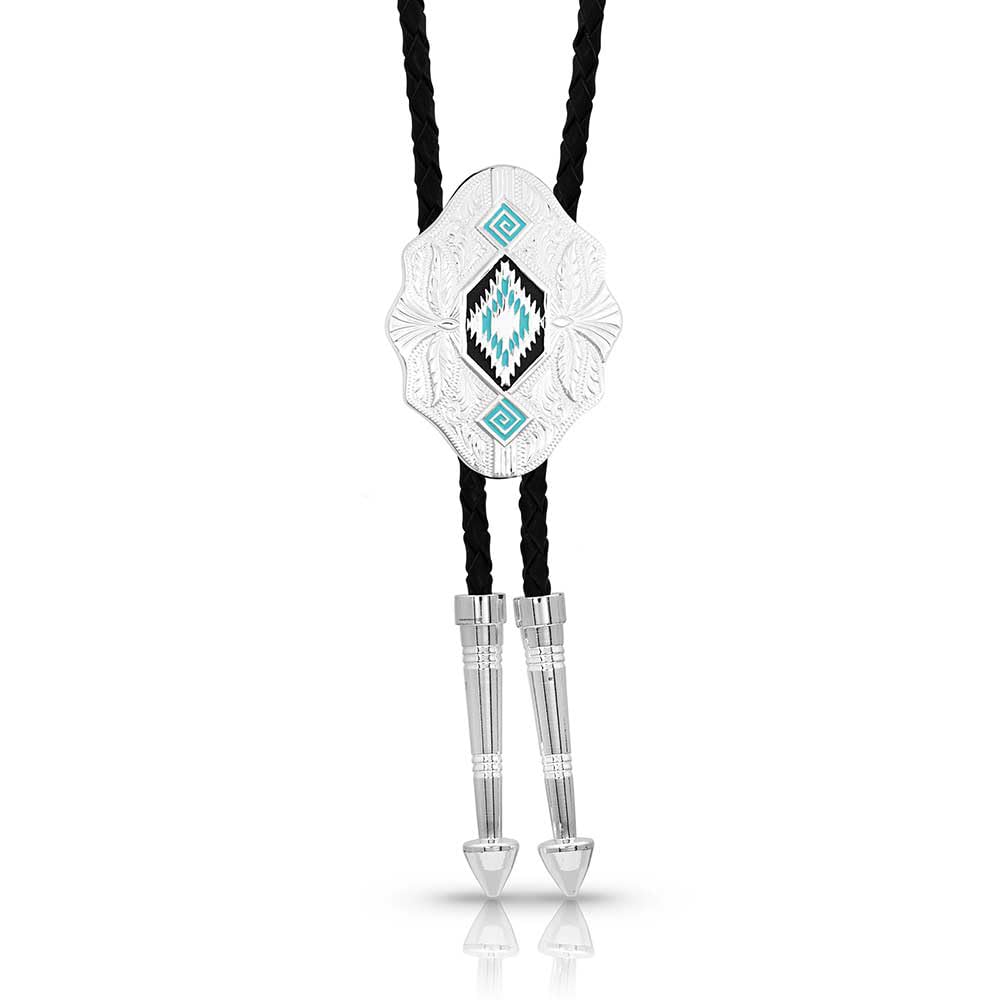 Montana Silversmiths Western Lifestyle Braided Leather Cord Silver Finished Arrow Pointed Tips Southwestern Style Bolo Tie