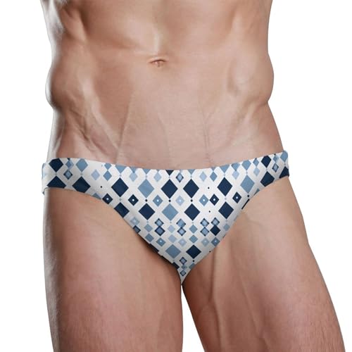 Bule Buffalo Check Plaid Swim Briefs for Men Swimsuit Bikini Swimwear S B04039632