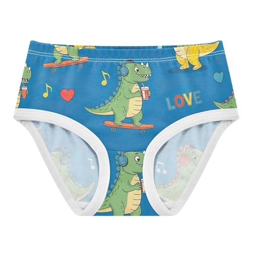Cartoon Cute Green Dinosaurs Blue Cute Panties Girl Toddler Underwear Floral Cotton Stylish Kids Briefs Undies 2t