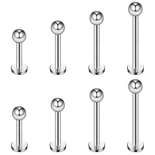 Ruifan 4prs(8pcs) 16G 316L Stainless Steel 3mm Ball Labret Monroe Lip Tragus Helix