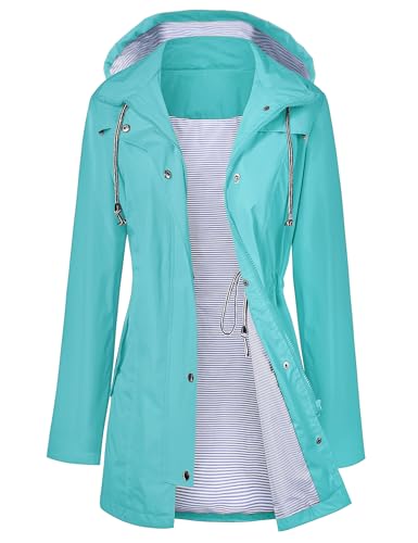 Image of LOMON Raincoat Women Waterproof Long Hooded Trench Coats Lined Windbreaker Travel Jacket S-XXL