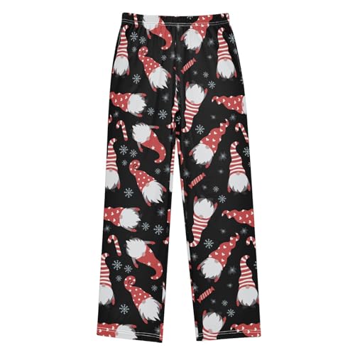 Gnome Candy Cane Snowflake Boys Long Pants Soft Trousers Elastic Waist Kids Lounge Bottoms with Pockets S-XL