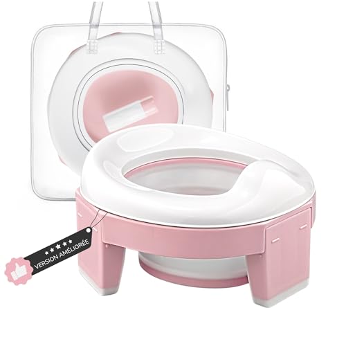 HuBorns - Pot Pliable Enfant Voyage Facile à Transporter avec 10 Sacs Inclus, Pot Portable Enfant Voyage Confortable et Sûr, Reducteur Toilette Enfant pour...