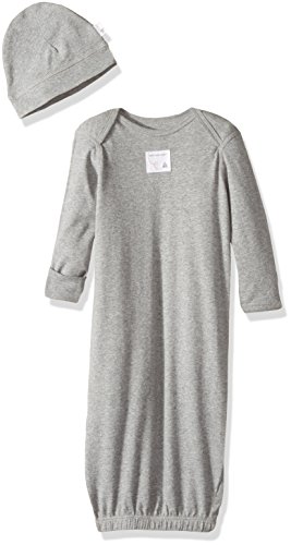 Burt's Bees Baby Baby Bee Essentials Organic Lap Shoulder Gown + Cap Set, Heather Grey, 0-9 Months