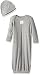 Burt's Bees Baby Bee Essentials Organic Lap Shoulder Gown and Cap Set, Heather Grey, 0-9 Months