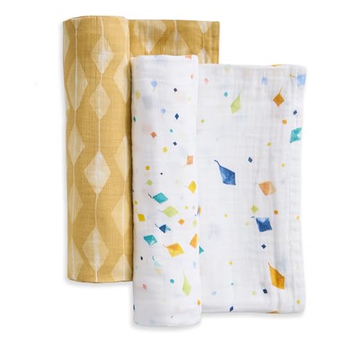 Image of aden + anais Essentials Cotton Muslin Swaddles, Breathable Baby Blanket, Ideal for Boys, Girls, Newborns, Babies & Infants, Receiving Blanket, Soft and Lightweight Wrap, 2 Pack, Kite Parade