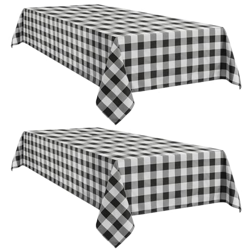 Softalker Gingham Tablecloth Rectangle, Black and White, 60 x 120 Inch