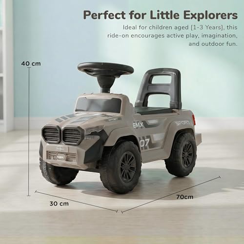 Image of Baybee Nitro Ride on Cars for Kids | Portable Ride on Jeep with High Backrest & Toy Storage | Baby Push Ride ons Toys Car with Music & LED Light | Outdoor Kids Cars for 1 to 3 Years Boy Girl (Desert)