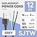 FNXPOW 2 Pack 12FT 14/3C SJTW Appliance and Power Tool Cord, 14 Gauge 3 Prong Heavy Duty Replacement Power Supply Cord Cable, 110V 115V 120V AC Pigtail, 15A, 1875w
