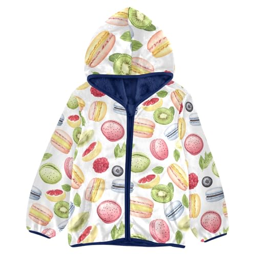 Macaron Fruit Colorful Girls Fleece Jacket Girls Fall Jacket Boys Coats Zip Up Hoodie Children Sherpa Warm Outerwear 2-10T